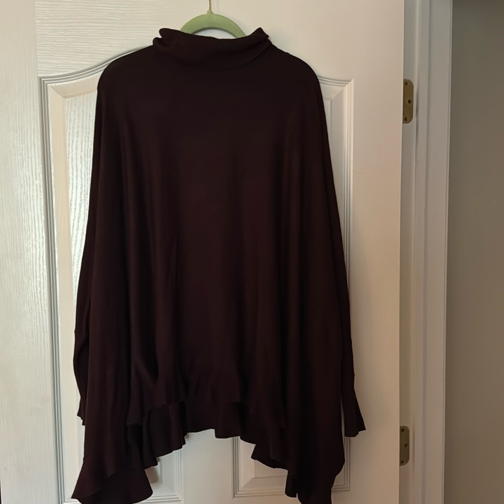 Turtle neck poncho sweater